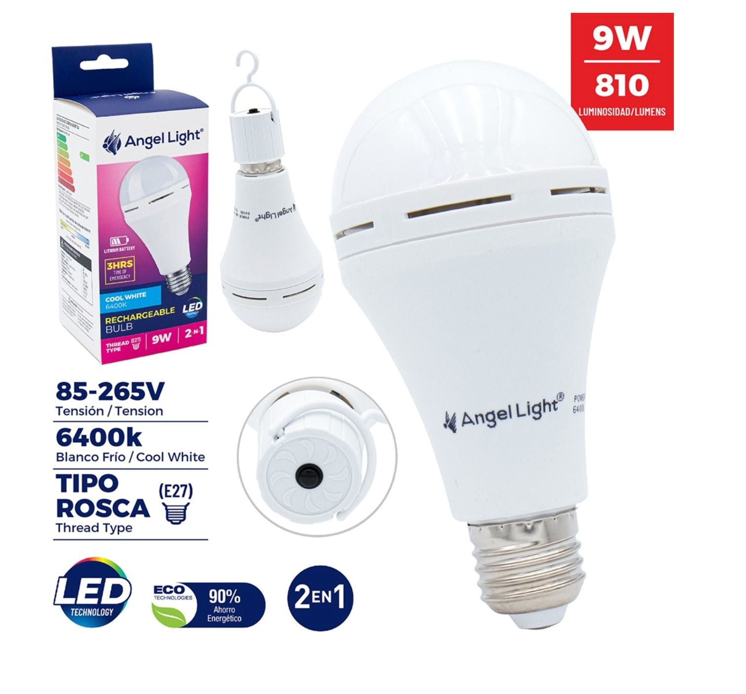 Bombillo Recargable 9W – A105-A70-9W-E