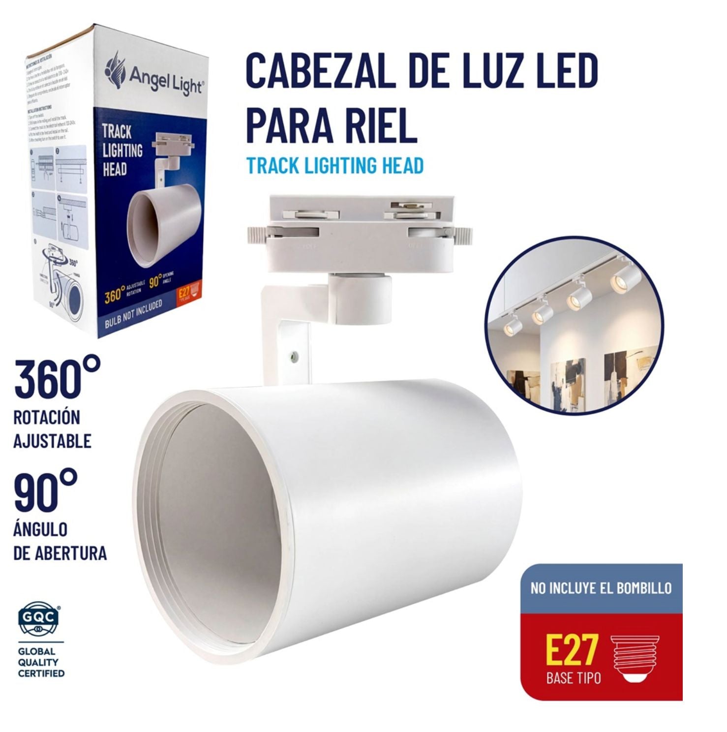 Cabezal de Luz LED para Riel Blanco (Base E27) – AL-TRPAR30-W