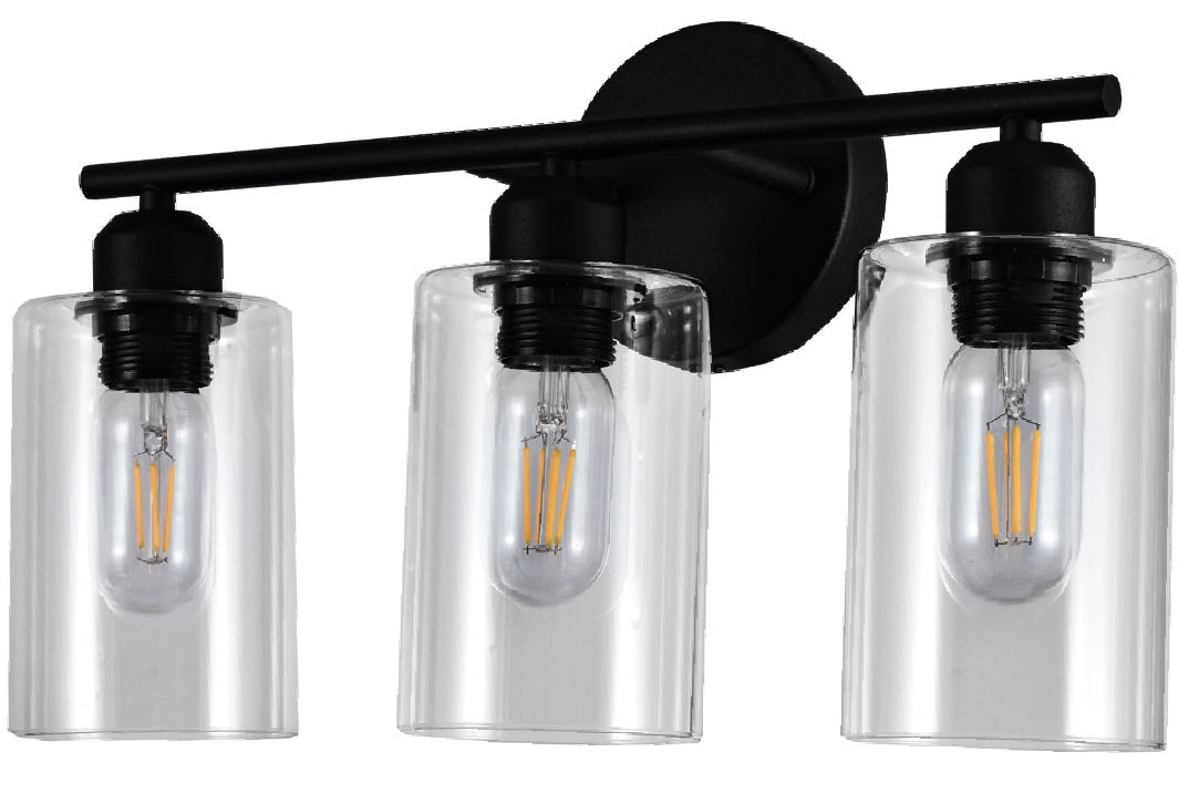 Barra de Baño Negra de 3 Luces – DI-31-BK-Z