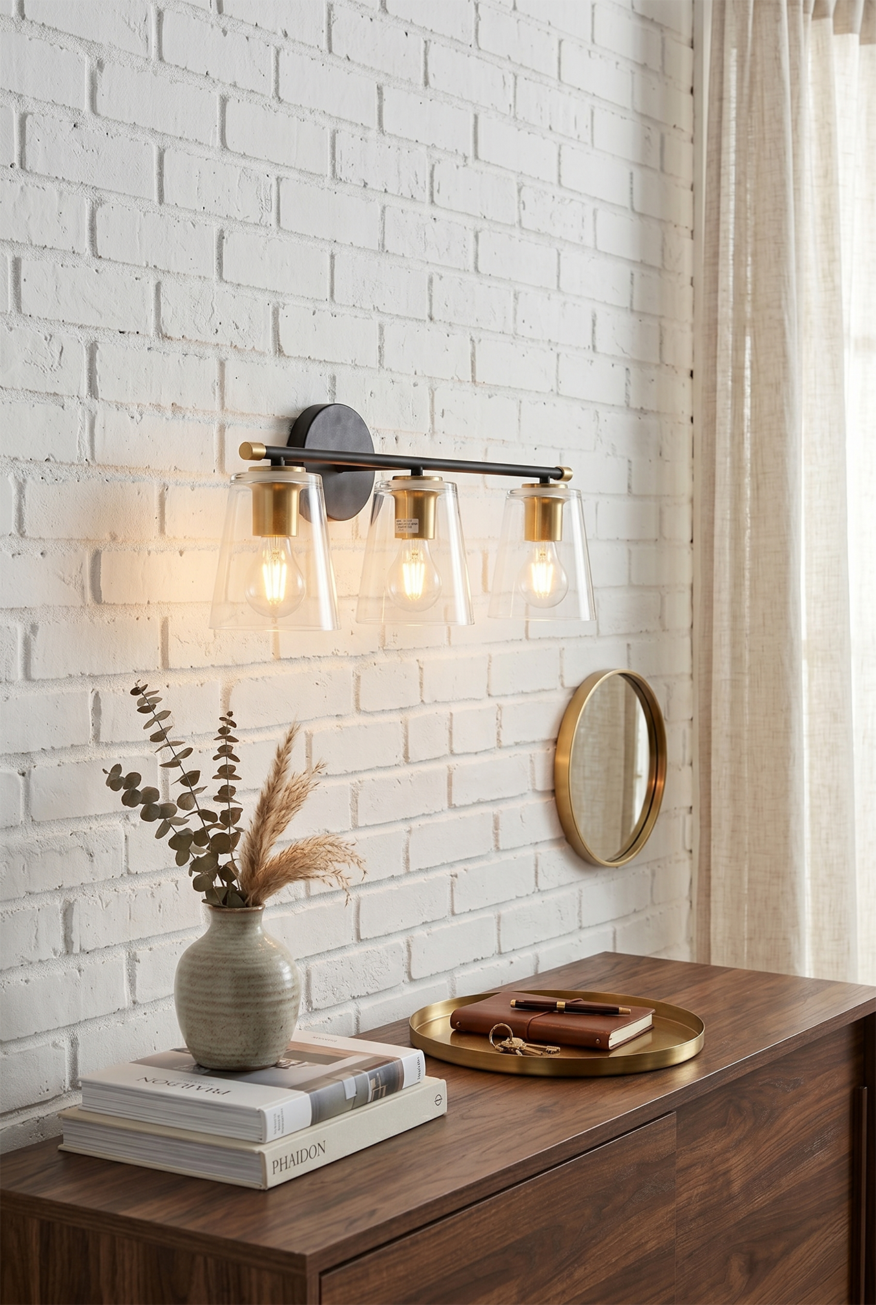 Barra de Baño Negra y Dorada de 3 Luces – DI-570-BK-Z