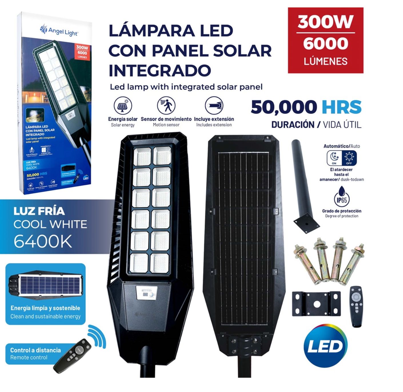 Lámpara LED con Panel Solar Integrado 300W – A105-GSD-300W
