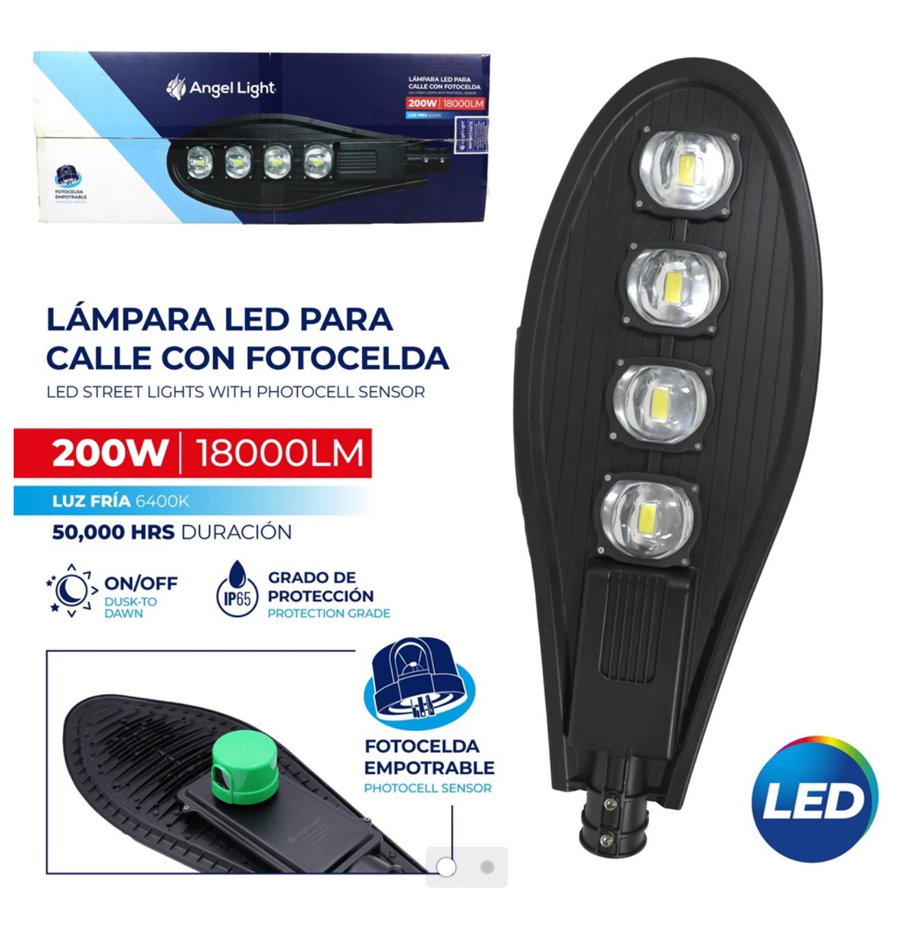 Lámpara LED de Calle con Fotocelda 200W – AL-COBLS-200W