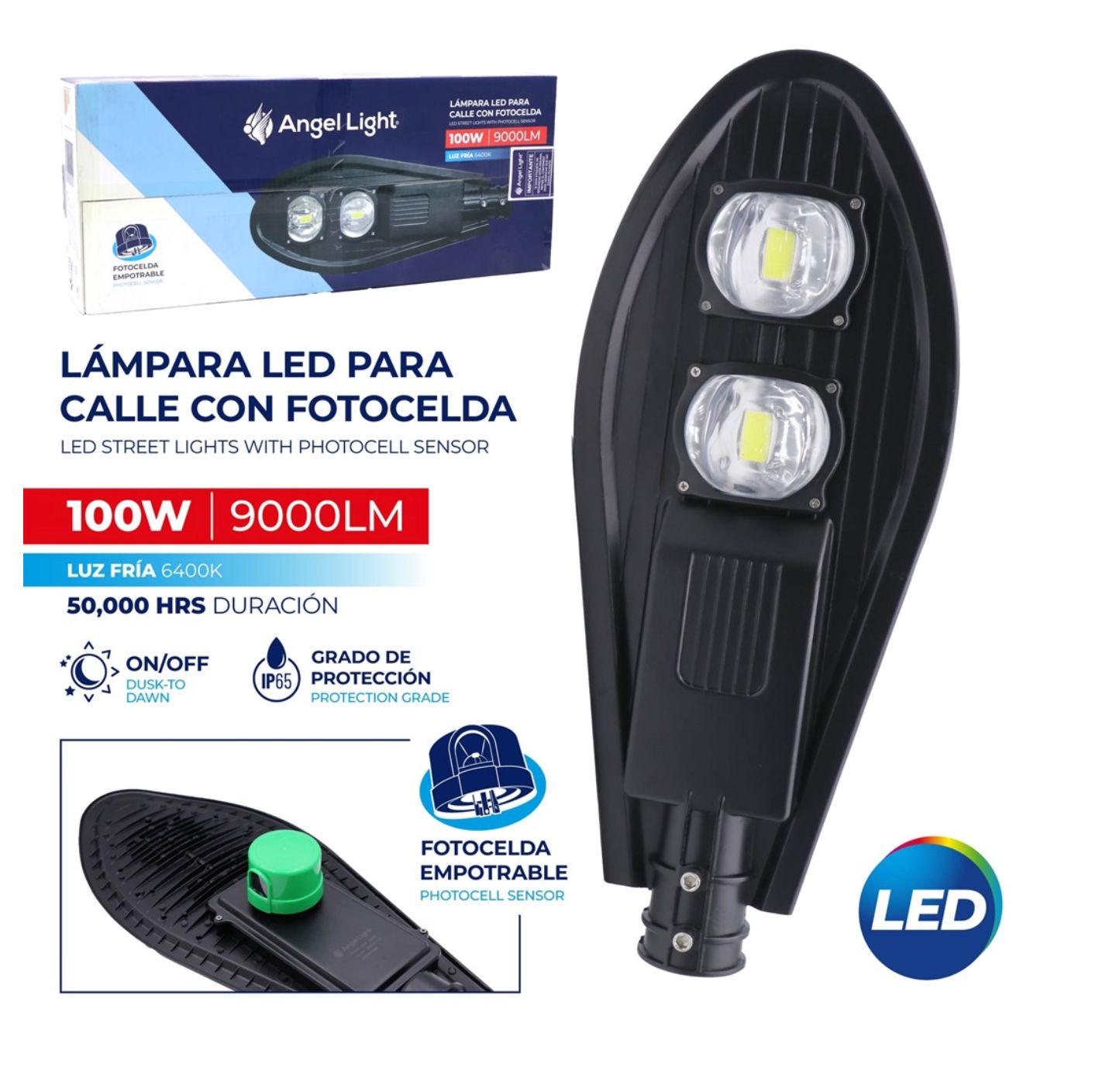 Lámpara LED de Calle con Fotocelda 100W – AL-COBLS-100W