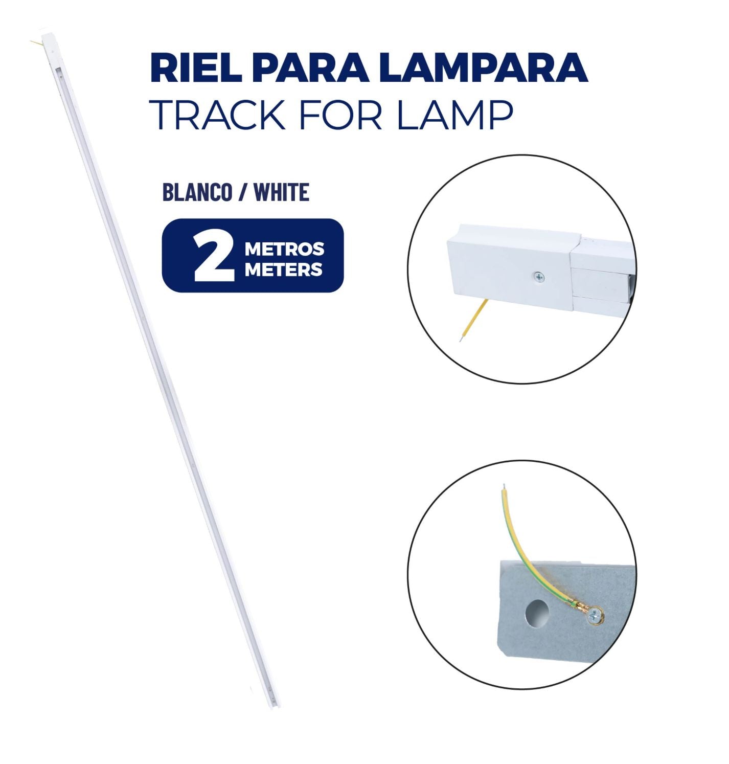 Riel para Lámpara 2 Metros Blanco – AL-SLTR-2M-W