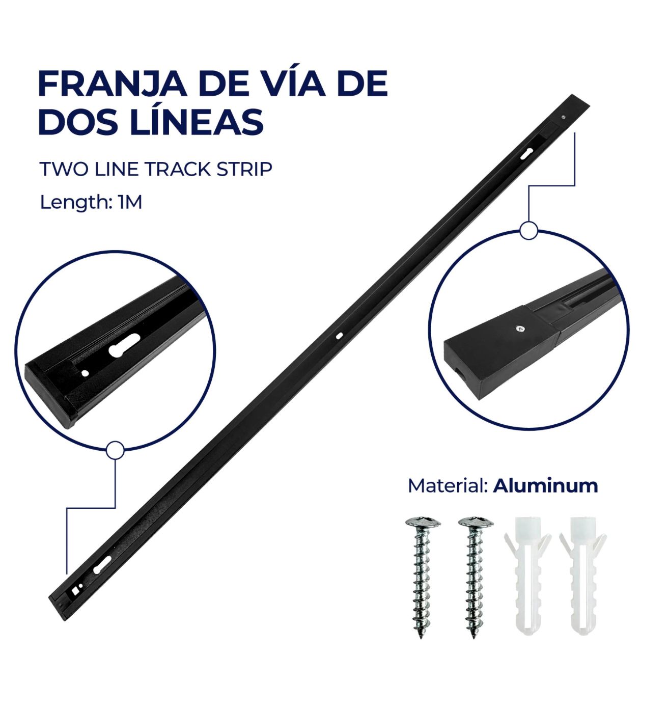Riel para Lámpara 1 Metro Negro – AL-SLTR-1M-B