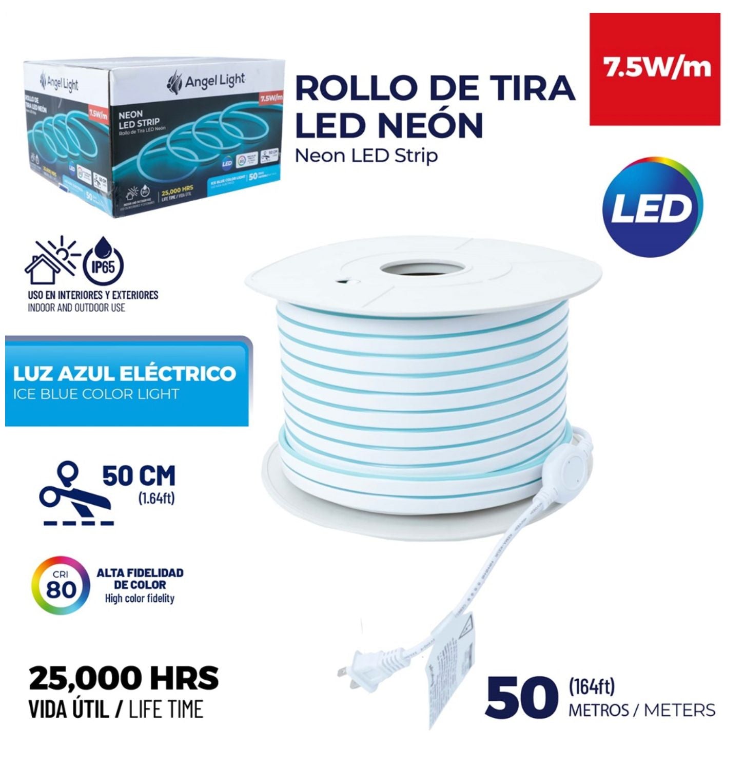ROLLO DE TIRA LED NEON TURQUEZA- AL-LDVNE50M-LB